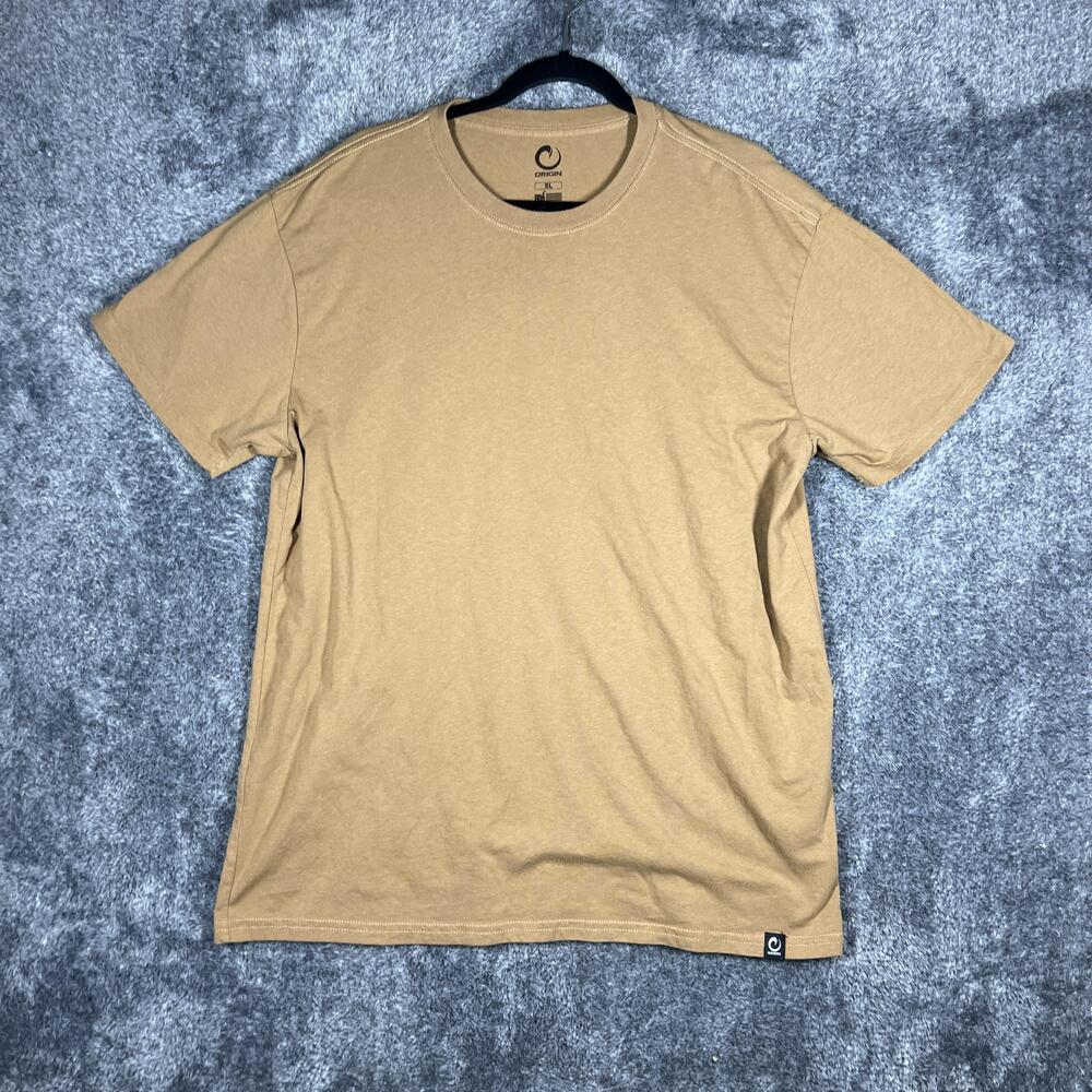 Origin Co Shirt Mens XL Brown Tagless Crew Neck Cotton/Polyester Made In America
